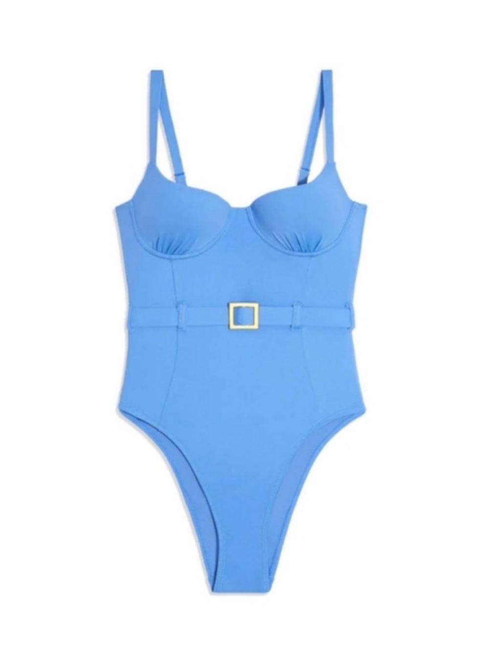 WeWoreWhat Danielle Belted One Piece Swimsuit Jean Blue